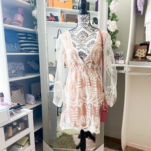 White Lacey Skater Dress | BooHoo